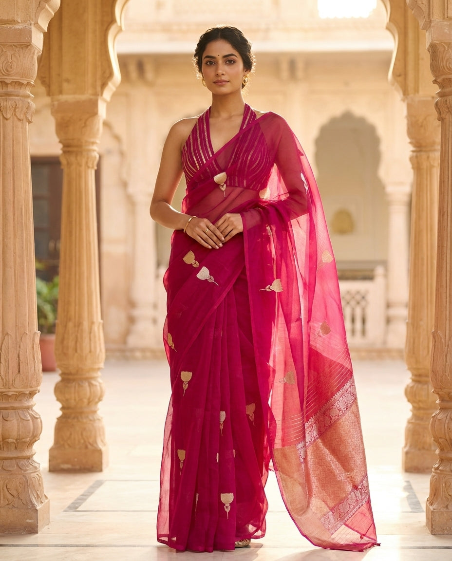 Rang Gulab | Organza Saree