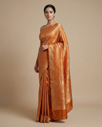 Amber Tide | Rust Silk Zari Saree