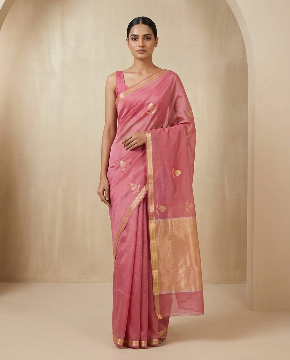 Dusty Rose | Tissue Silk Saree