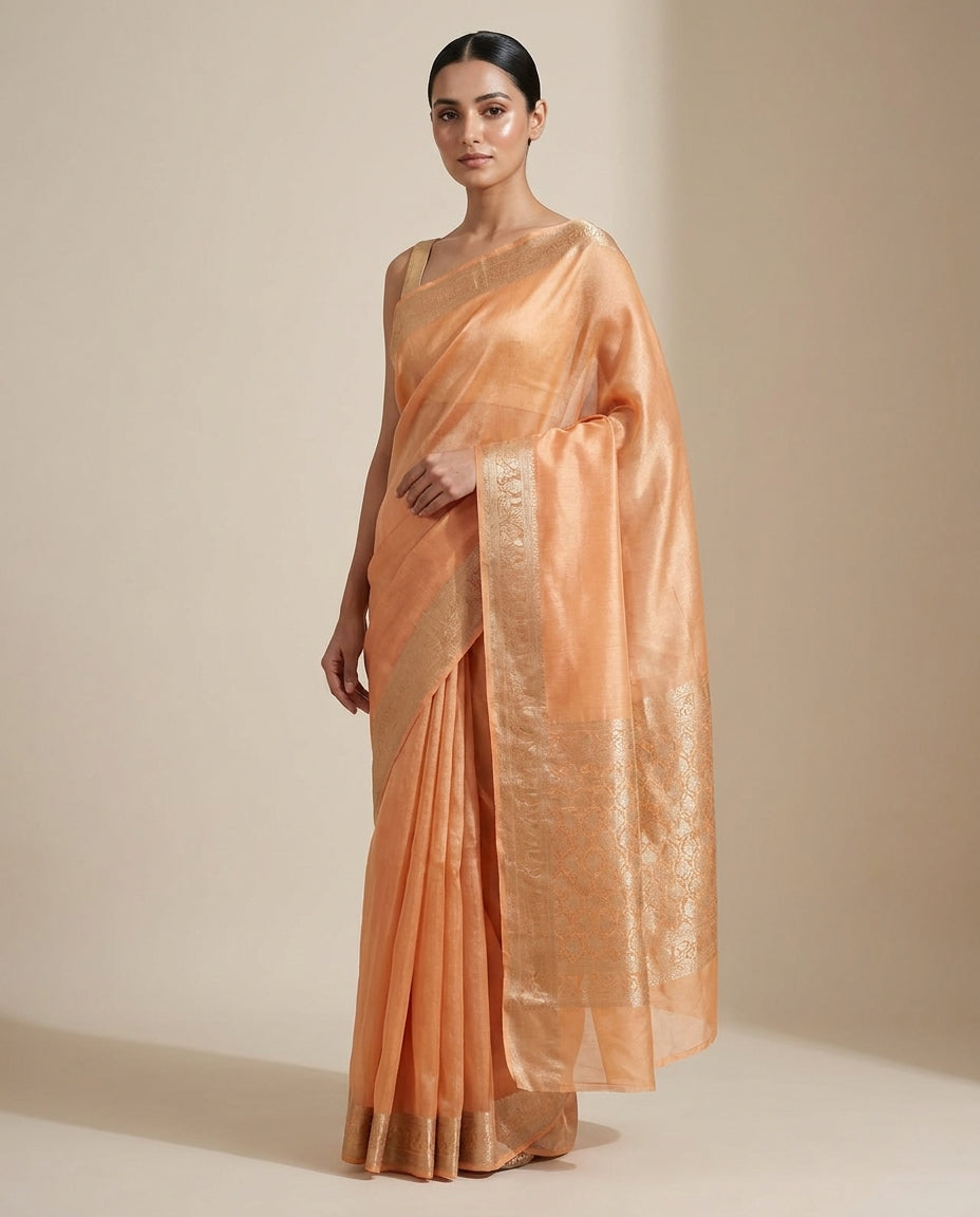 Sarn | Green Tissue Silk Saree