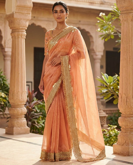Amber Bloom | Tissue Silk Saree