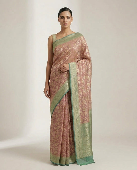 Mehfil | Rose Floral Chanderi Saree