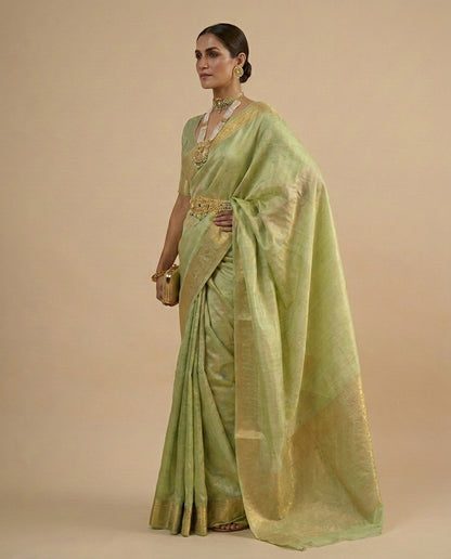 Sarn | Green Tissue Silk Saree