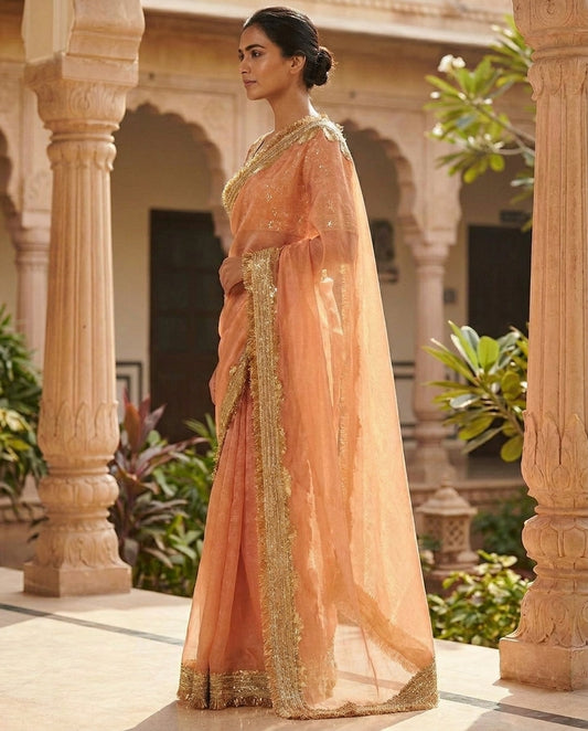Amber Bloom | Tissue Silk Saree