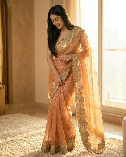 Amber Bloom | Tissue Silk Saree