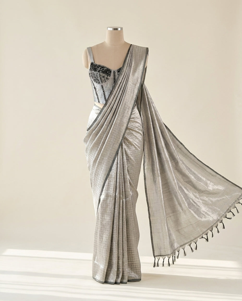 Molten Silver | Tissue Silk Saree