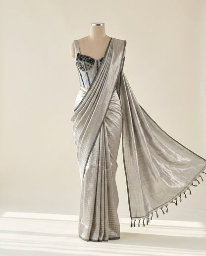 Molten Silver | Tissue Silk Saree