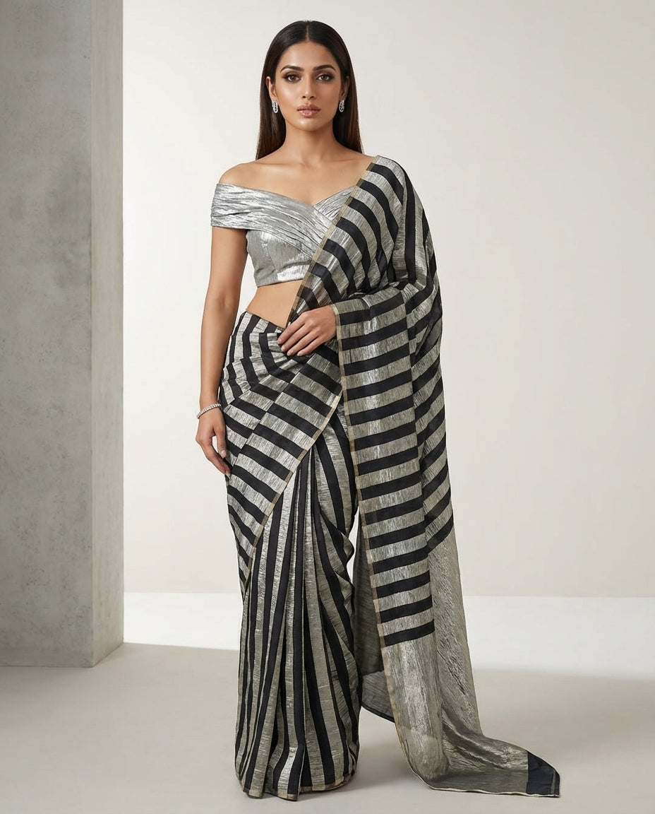 Onyxa | Crushed Monga Saree