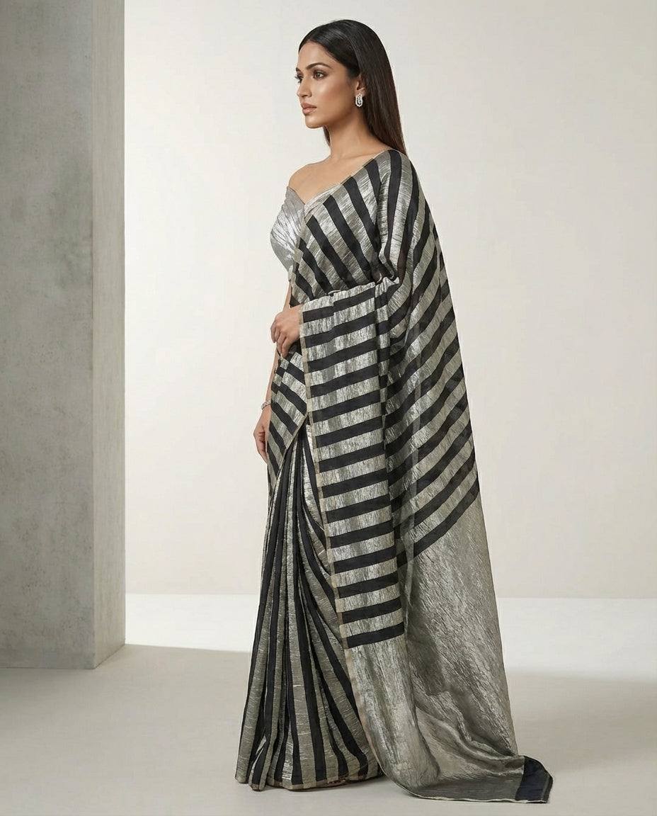 Onyxa | Crushed Monga Saree