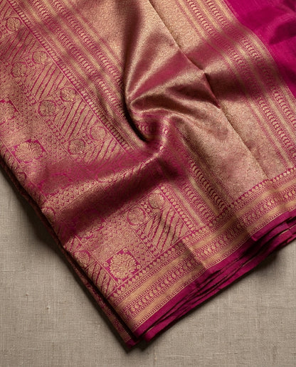 Jashn-e-warq | Wine Chanderi Brocade Saree