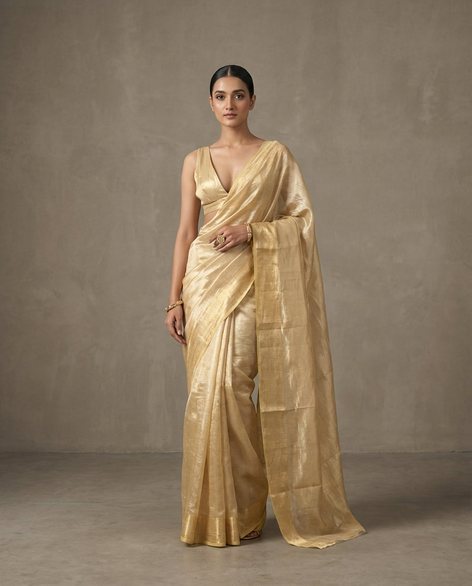 Divine Glow | Tissue Saree