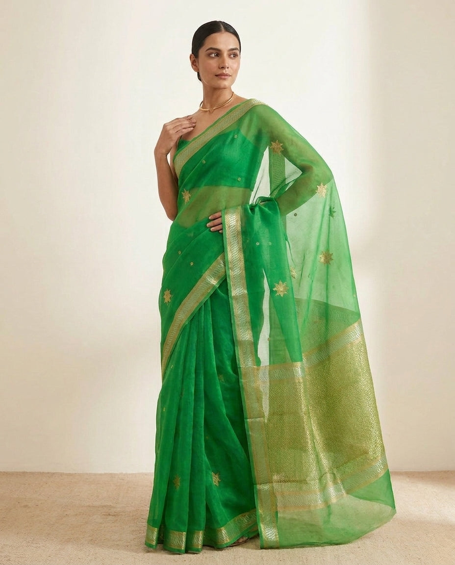 Rooh | Dark Pink Organza Saree
