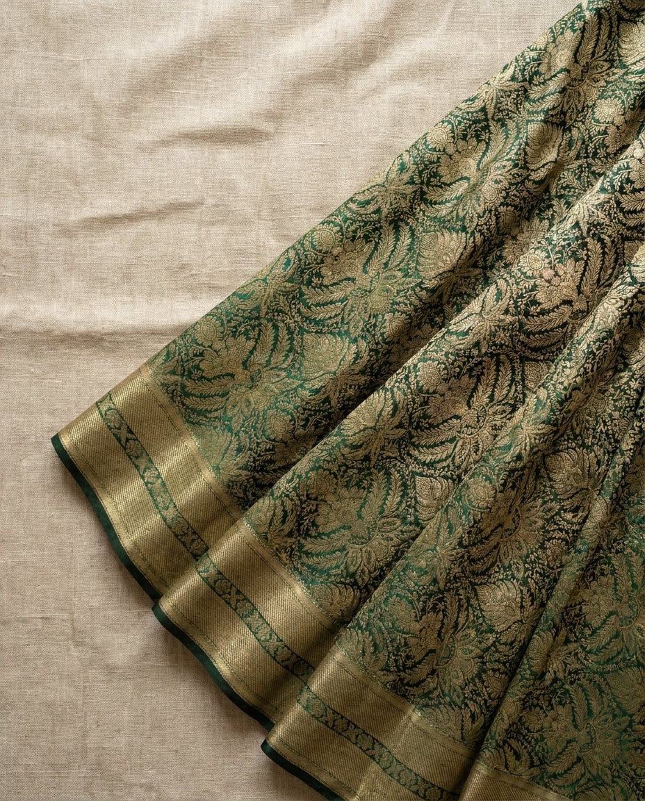 Jashn | Green Pure Katan silk Saree