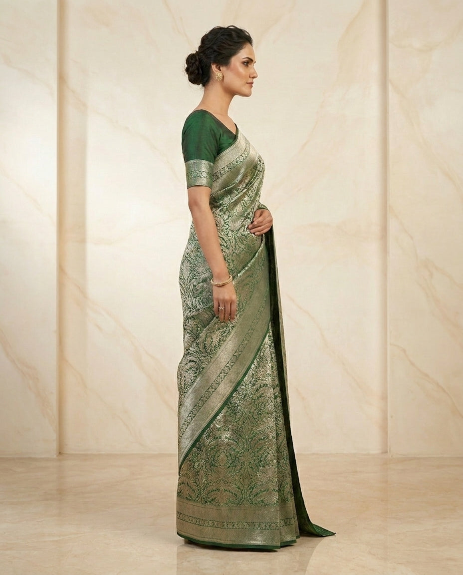 Jashn | Green Pure Katan silk Saree