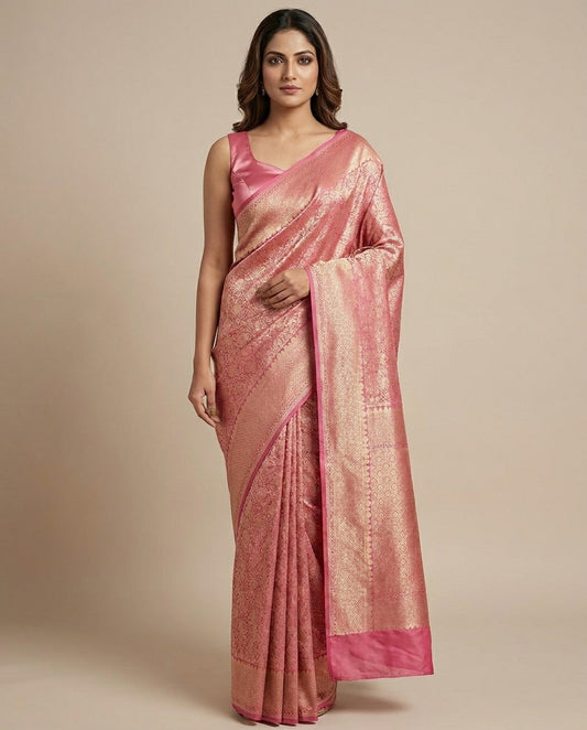 Jashn | Light Pink Pure Katan silk Saree