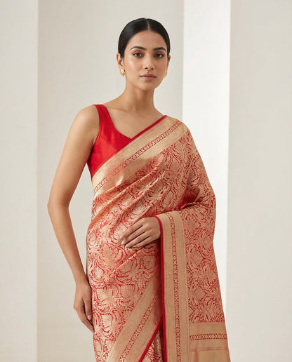 Jashn | Dark Pink Pure Katan silk Saree