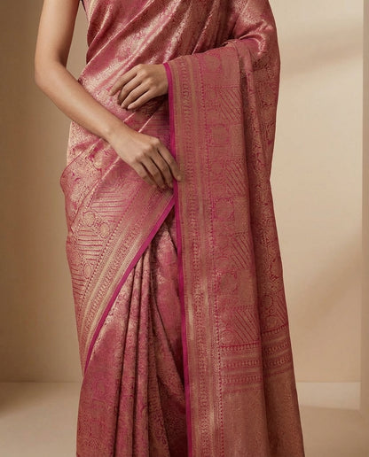 Jashn-e-warq | Wine Chanderi Brocade Saree