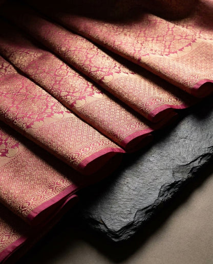 Jashn | Light Pink Pure Katan silk Saree