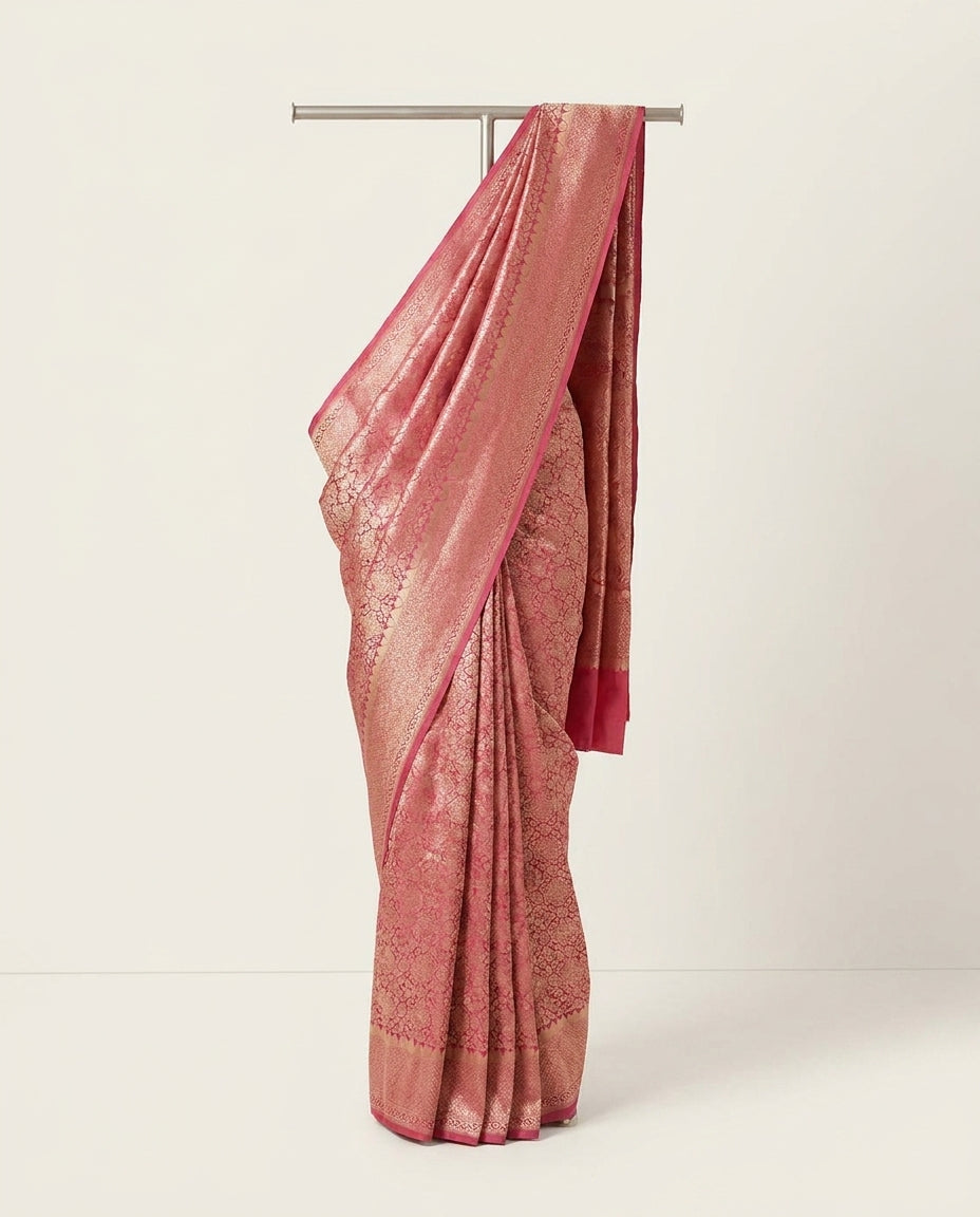 Jashn | Light Pink Pure Katan silk Saree
