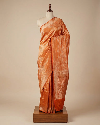 Amber Tide | Rust Silk Zari Saree