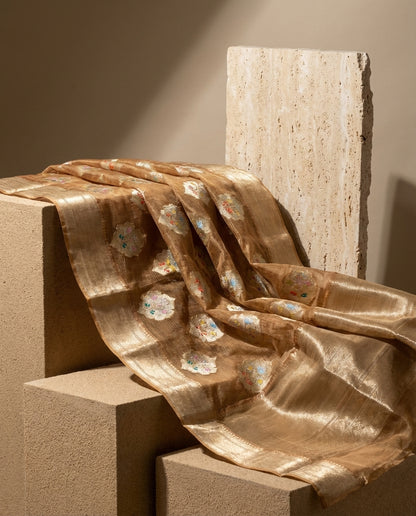 Sonchiraiya | Beige Boota Kota Zari Saree