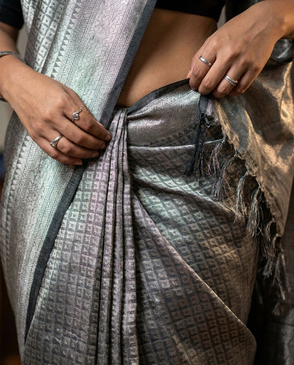 Molten Silver | Tissue Silk Saree