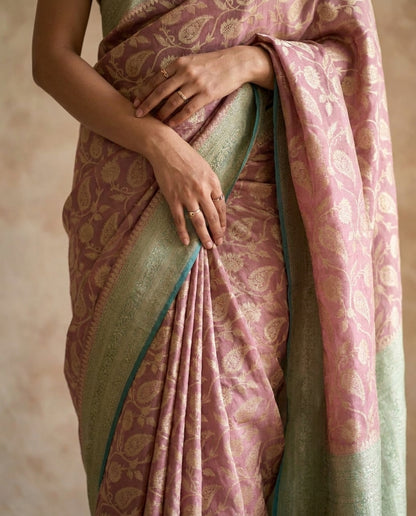 Mehfil | Rose Floral Chanderi Saree