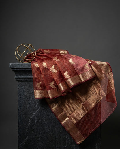 Sonchiraiya | Pink Ombre Bird Boota Jaal Kota Zari Saree