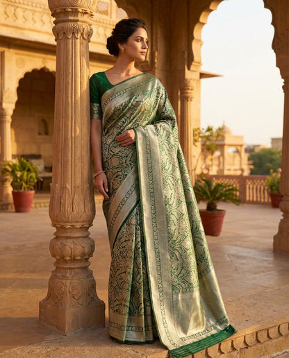Jashn | Green Pure Katan silk Saree