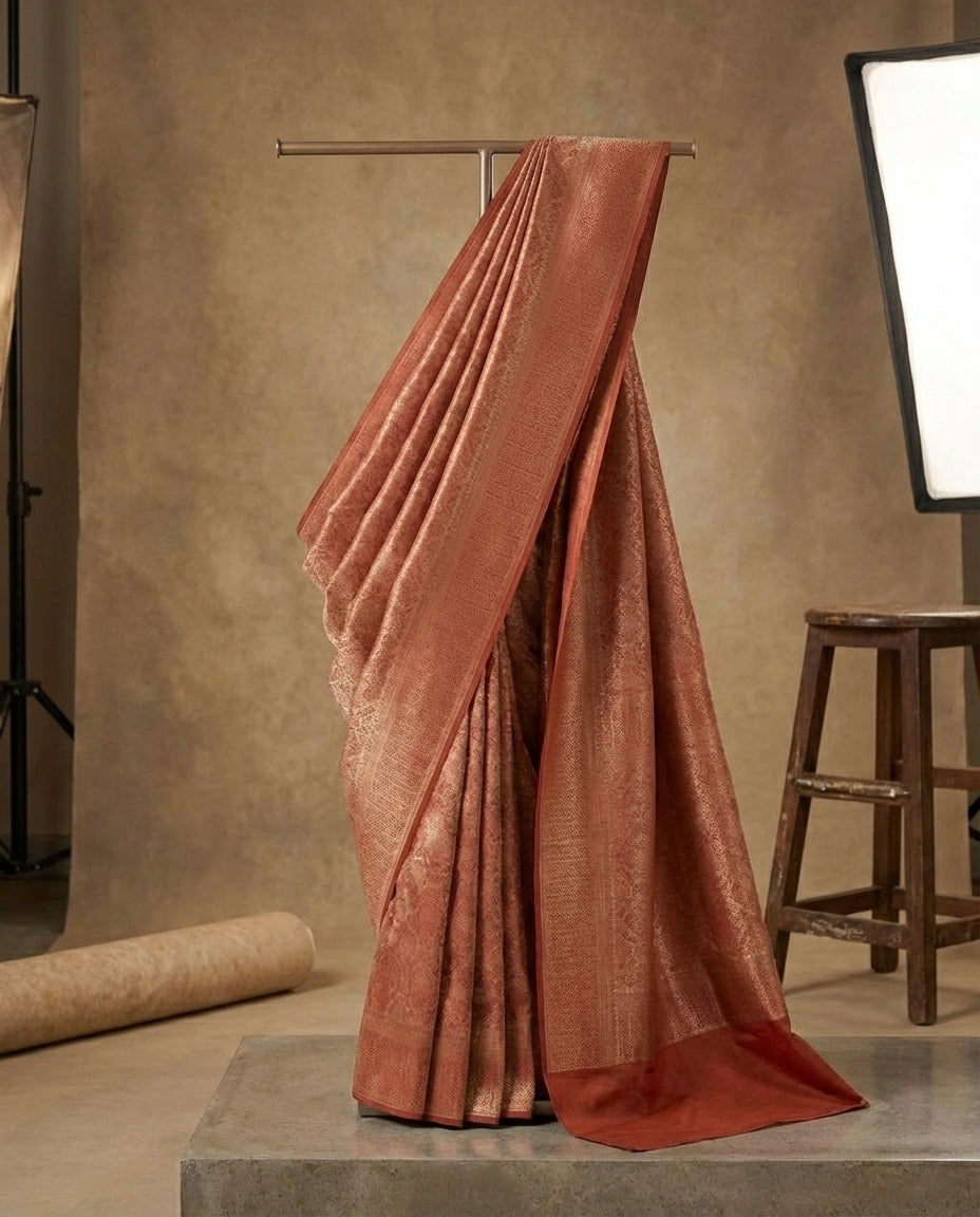 Jashn-e-warq | Wine Chanderi Brocade Saree