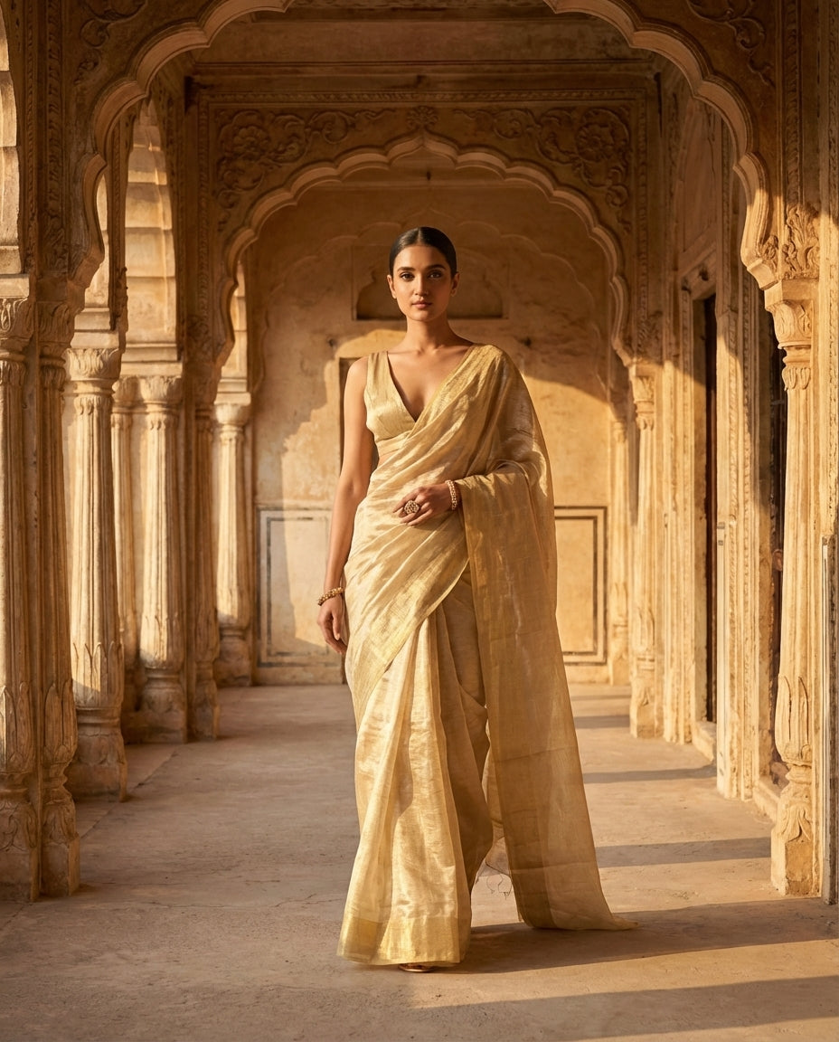 Divine Glow | Tissue Saree