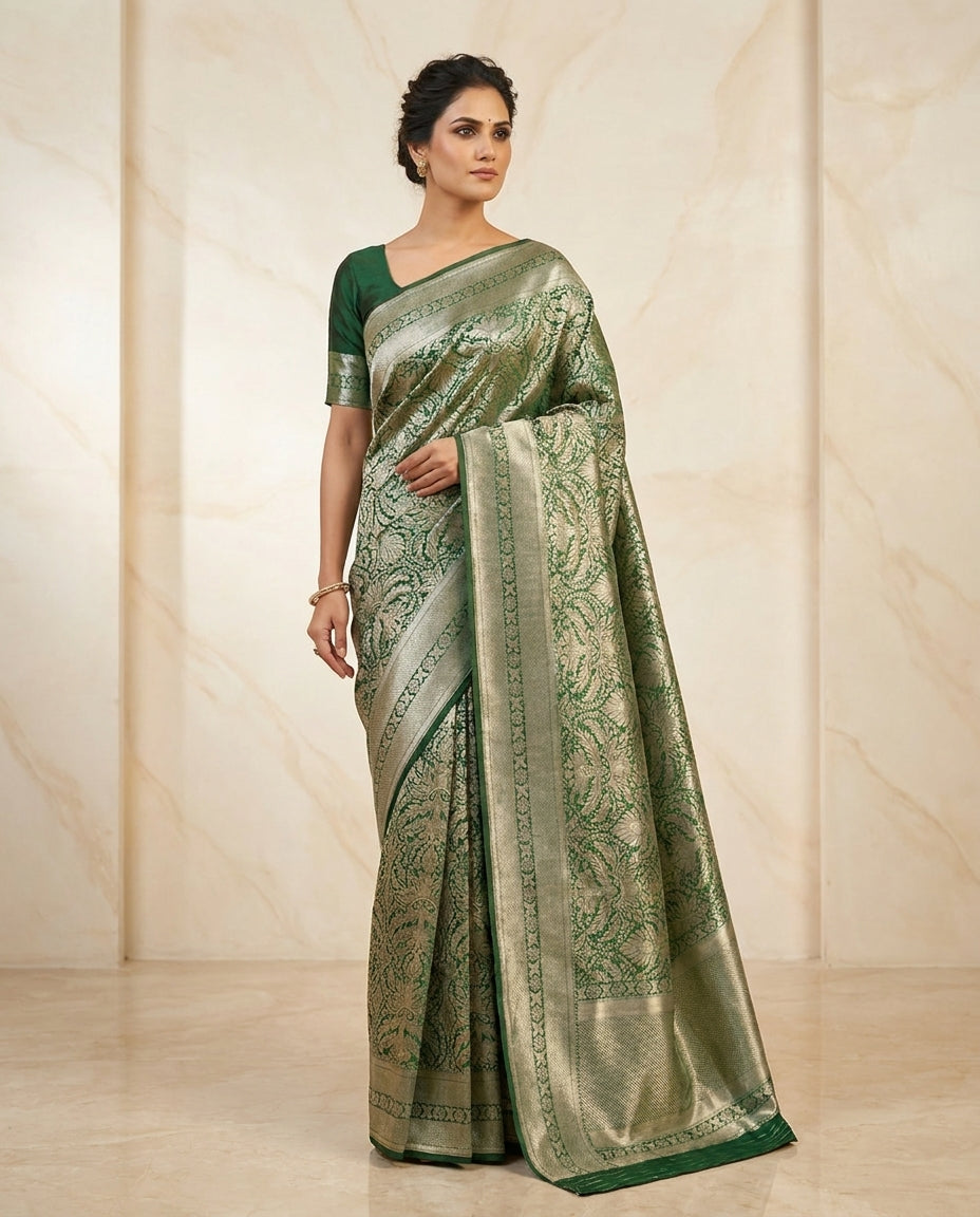 Jashn | Green Pure Katan silk Saree