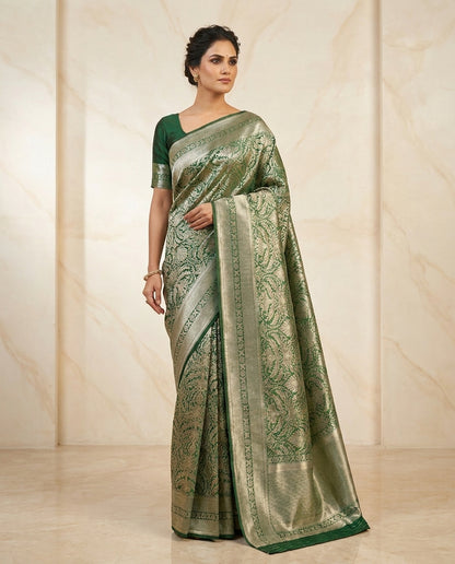 Jashn | Green Pure Katan silk Saree