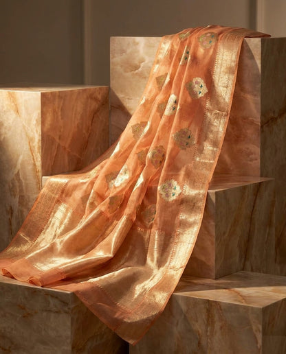 Sonchiraiya | Rust Boota Kota Zari Saree