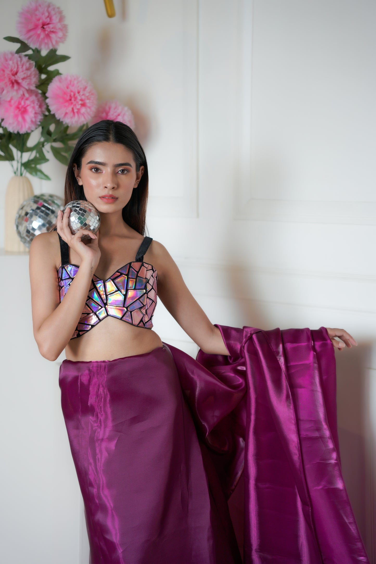 Crystal Rose | Glass Tissue Saree