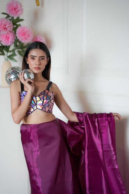 Crystal Rose | Glass Tissue Saree