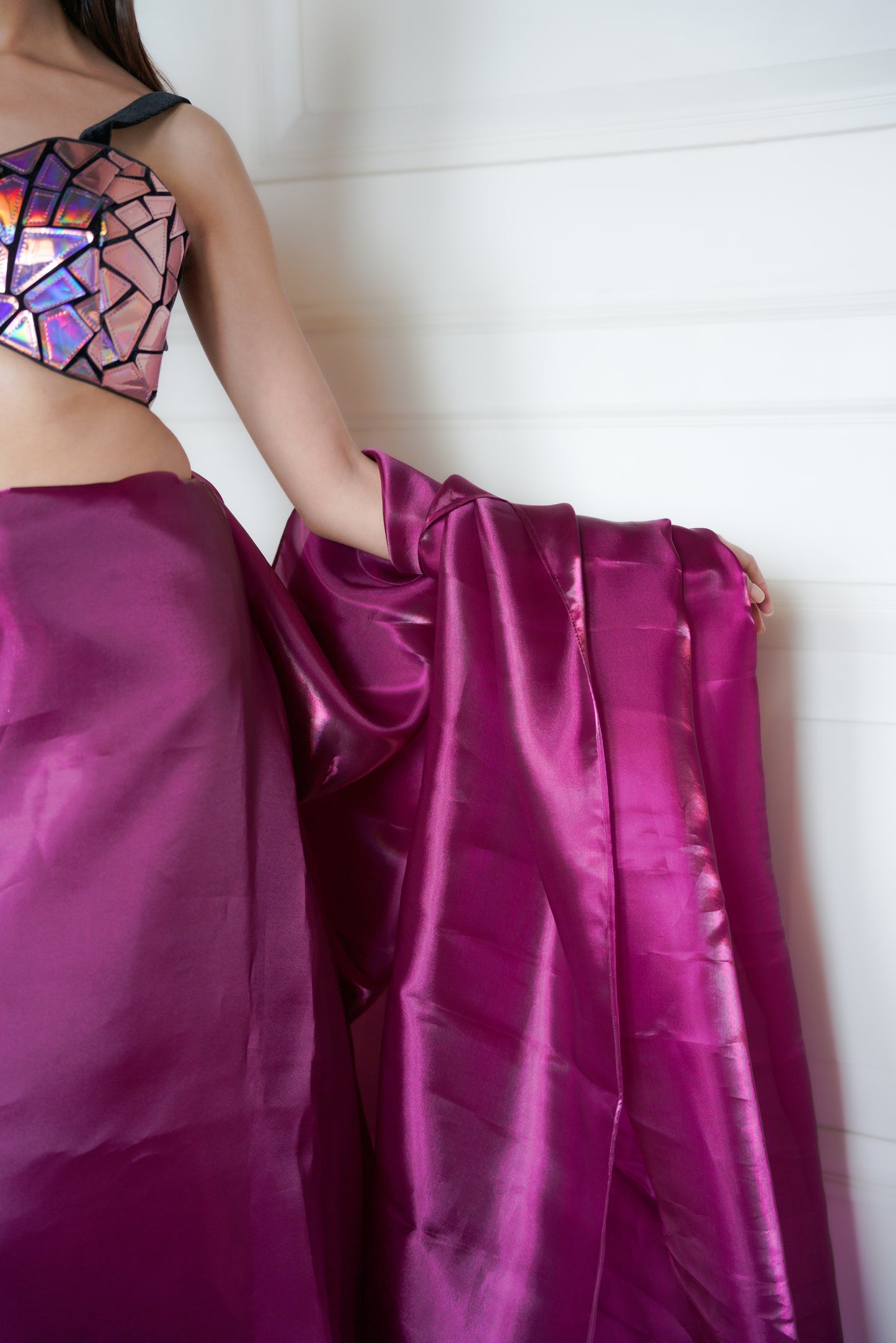 Crystal Rose | Glass Tissue Saree