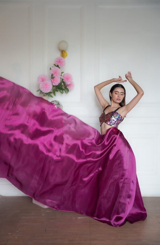 Crystal Rose | Glass Tissue Saree